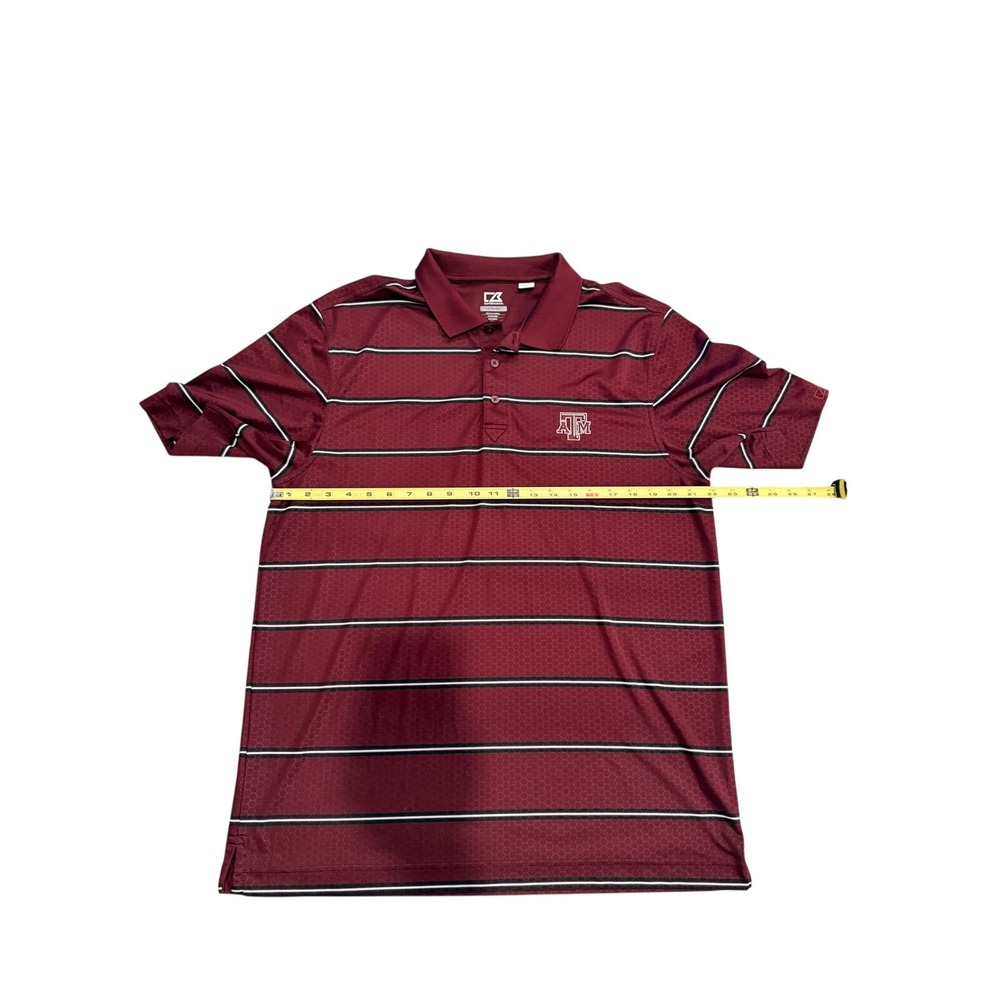 Cutter & Buck Mens Texas A&M Aggies Polo Shirt XL Maroon Striped CB DryTec Golf - Picture 5 of 5